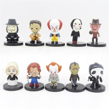 10 stk Horror Film Figurer Halloween Fest Ornamenter Figur Model Dukke Legetøj Børn Gaver Hjem Dekoration
