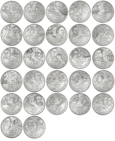 Frankrig - Regionerne i Frankrig 2012 - 27 x 10 euro sølvmønter