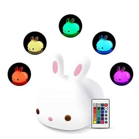 Bunny Night Light Bærbar Myk Silikon Barnehage Fjernkontroll Lampe Farge Garderobe Dekor Baby - Perfet
