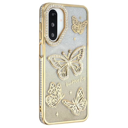 SKALO Samsung A26 5G Butterfly Rhinestones Cover - Guld