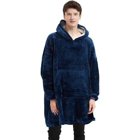 Oversized fleecetrøye, bærbar hettegenser med fleece, myk Sherpa fleece-snugglefilttrøye for voksne