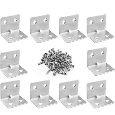 10 stk. rustfrit stål vinkelbeslag hyldebeslag metalbeslag vægbeslag til indendørs og udendørs brug metalbeslag i 30x30x36mm