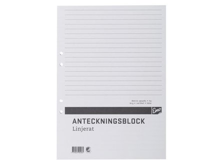 Anteckningsblock A4 100 blad linjerat hålat TräFritt - Lyreco - Kontorsmaterial - Block och anteckningsböcker - Anteckningsblock