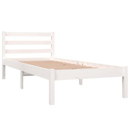 Vidaxl Sängram Massiv Furu 75x190 Cm Vit 2ft6 Vit