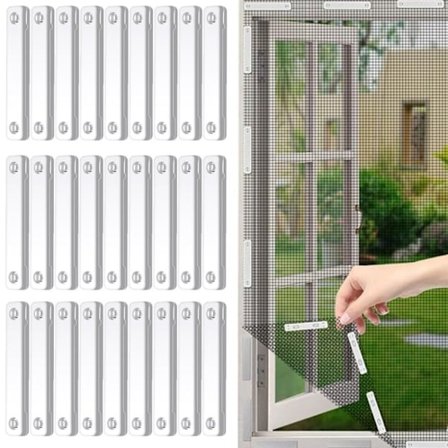 28-paknings vindusmonteringsklips, selvklebende magnet, anti-mygg, universelle vindusfester, hvit