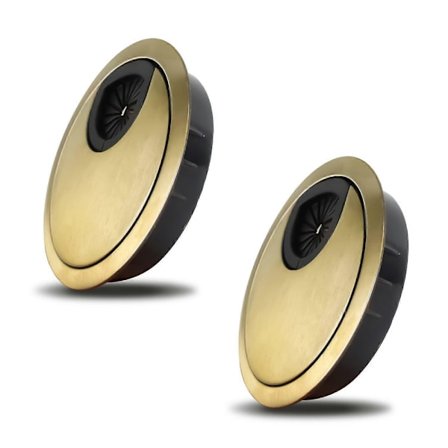 2 Stycken Noble Kabelgenomföring 60 mm | Kabelhålskydd för Skrivbord, Pulpetar och Bänkskivor | Material: Zinklegering (Brons)