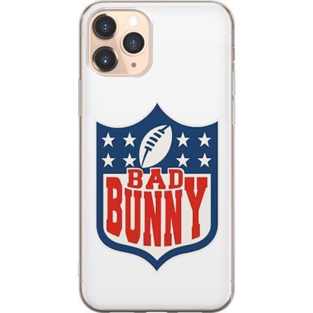 Kompatibel Mobilcover til Apple iPhone 11 Pro Bad Bunny rød grafisk plakat med portræt og typografi i latinamerikansk popdesign