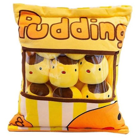 Pudding En påse med 8 Snacks Pudding Dragkedjeväska Mjuk Söt Djur Plysch Kudde Docka Leksak Kreativ