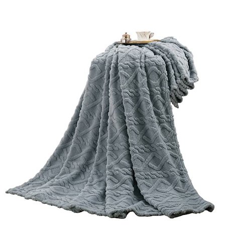 Hyggelig tæppe 150 x 200 cm, grå, diamantmønster, til seng, sofa, sofabetræk