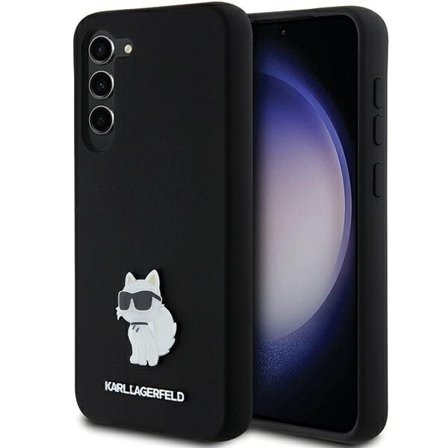 Karl Lagerfeld Silikoni Choupette Metal Pin tapauksessa Samsung Galaxy S24+ - musta