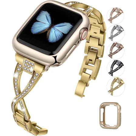 Rannekkeet Apple Watchille, yhteensopivat 38mm 40mm 41mm 42mm 44mm 45mm SE Series 7 6 5 4 3 2 1 Naisten korut Metalliranneke
