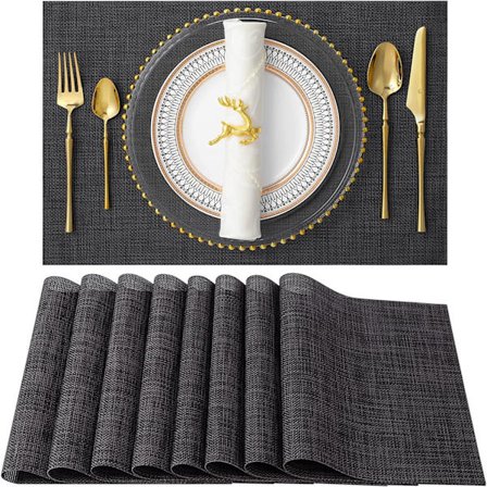 Tvättbara Bordstabletter, Set om 8 PVC-plast Bordstabletter, Värmebeständiga, Halkfria, Lätta att Rengöra och Förvara, kompatibla med Köksmatbord (