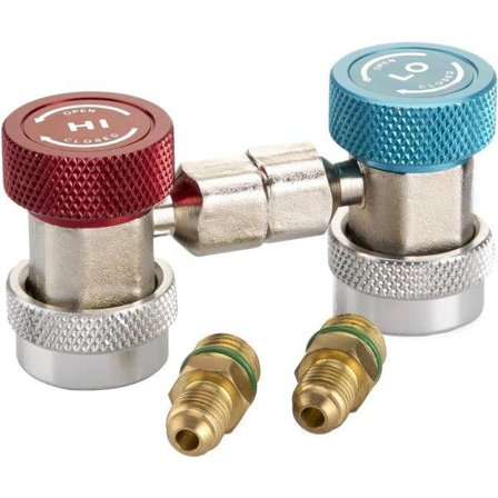 R134A Justerbar AC Klimaanlegg Hurtigkoblingskontaktpar Høy Lav Adapter 1/4" SAE HVAC Slangetilkobling Manifold Kjølevæske