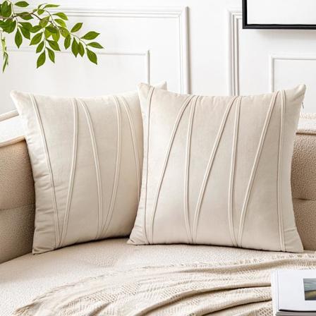 2-pack Randiga Sammetskuddfodral Moderna Dekorativa Kuddar Kvadratiska Mjuka Mysiga Kuddfodral för Säng Soffa