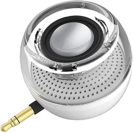 USB-højttaler, linje-indgangshøjttalere med 3,5 mm lydjackstik og mini kompakt rund form, kraftfuld klar bas med indbygget batteri Micro USB-port (