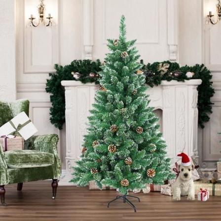 HENGMEI 120 cm konstgjord julgran PVC-julgran med metallstativ Xmas Party Decortaion, snöig