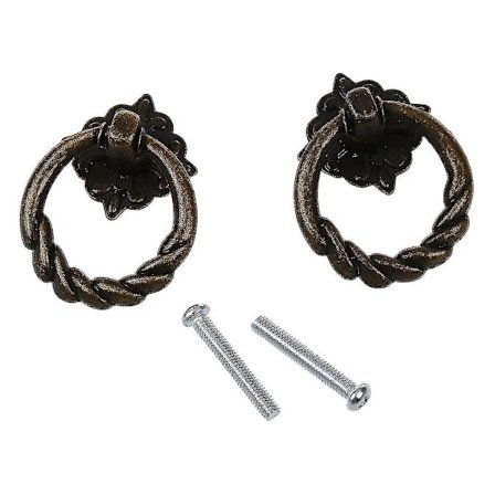 2 stk Vintage Skuffe Kommode Træk Håndtag Knapper Skruer - Antik Messing