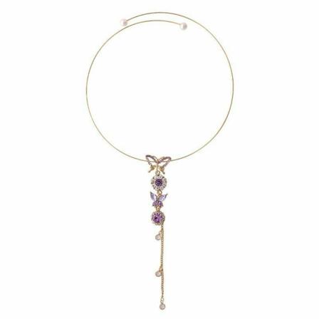 Lilla sommerfugl halskjede rhinestone anheng halskjede sjarm smykker bursdagsgave for kvinner jente ny CMK