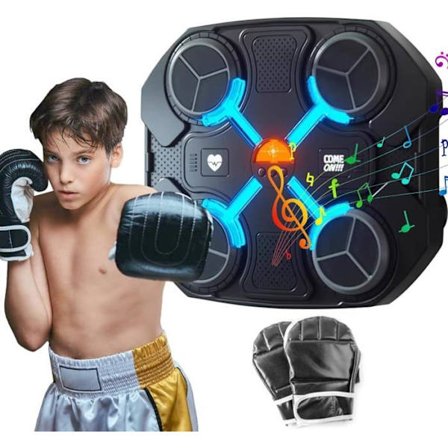 Musikalsk Boksemaskine til Børn - Boksemål - 3 Justerbare Hastighedsniveauer - Med Boksehandsker