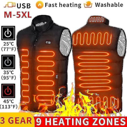 Heated Vest For Men Women With 9 Heating Panels(black)
