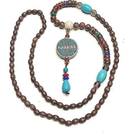 Halskjeder med perler, anheng, Mala-bønn