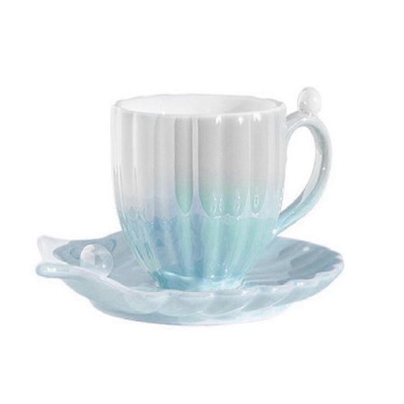 Keramisk kaffekopp med skål, perleskallkopp, søte kaffekopper for kontor og hjem, for te latte melk A BGQ