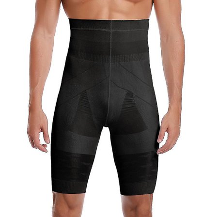Mænd Body Shaper Tummy Control Shorts Shapewear Mavebælte Boxer Briefs Højtaljede Slankende Undertøj Ben(XL Sort)