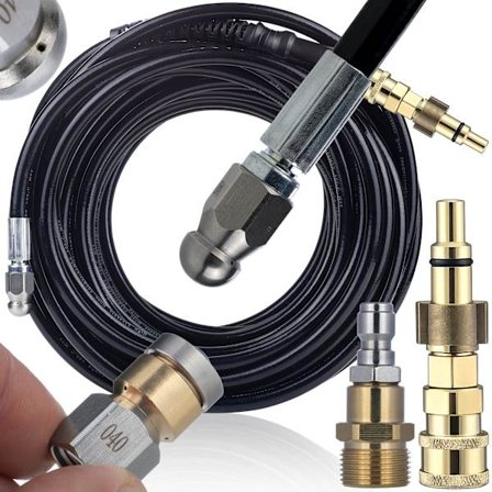 HydroJet Pro Max 20M Viemäriletku – 2 Suutinta | M22 + 1/4" Adapteri | 200 Bar | Yhteensopiva Lavor Vertigo, Parkside PHD kanssa