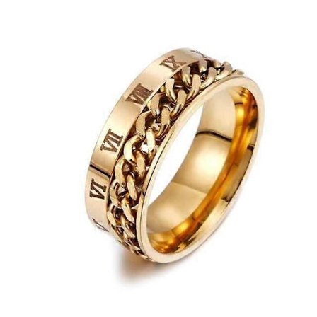 Finger Fidget Spinner Rostfri Stålkedja Roterbar Ring Herr Klassisk Rom Digital Power Sense Gåva-Xin