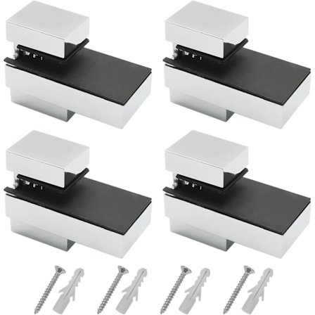 Hyldeknægt, 4 stk. glashylde-knægt, væghylde-knægt, med skruer, justerbare zinklegerings glashylde-knægte, fastgørelig tykkelse 5-15 mm, c