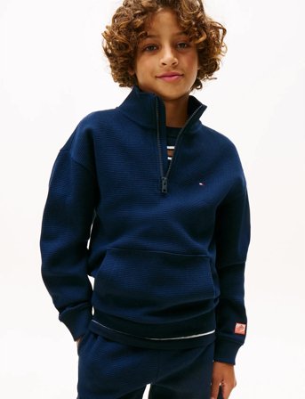Tommy Hilfiger Texture Half Zip Sweatshirt - Navy - 128