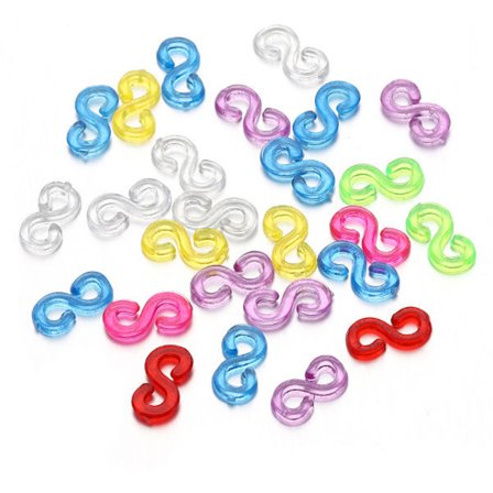 500 Loom Bands S-clips, Färgglada S-clips Gummiband, Plastlänk Clip, Påfyllningskit Loom Band Krokar, För Att Göra DIY Armbandslänk,