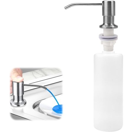 Sæbedispensere - Sæbepumpe - 300 ml - Bordstående sæbedispenser - Sæbepumpe i rustfrit stål - Til vask, køkken - Genopfyldelig - Med 360 grader