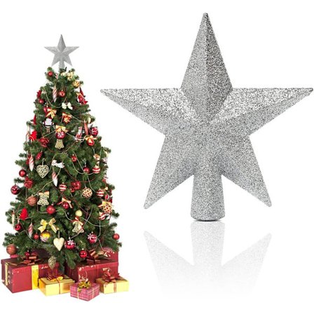 Stjärna julgran, glitter julgransdekoration, plast C