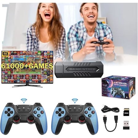 2025 Uusin malli 2025 Uusi pelikonsoli 4k 60000+ peliä, 4k pelikonsoli Pro, retro pelikonsoli sisäänrakennettuna 60 000+ peliä, Plug & Play TV-video 