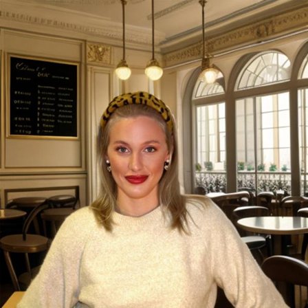 Fluffigt diadem i fuskpäls med leopardmönster, orange, brunt och svart