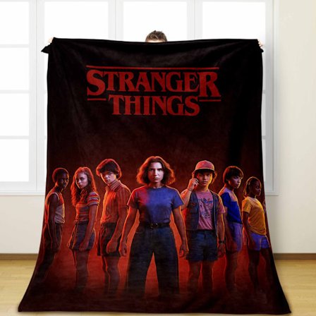 Stranger Things Grammar Fleece Tæppe, Sofabetræk, Ekstra Komfortabelt Tykt og Varmt Sengetæppe - Multifunktionel Indpakning/Dekorativt Sengetøj