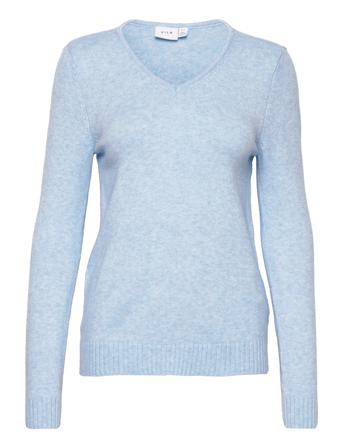 Viril V-Neck L/S Knit Top - Noos Pullover Blå Vila