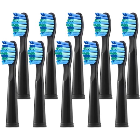 Udskiftningsbørstehoveder Kompatible med Fairywill 507/508/D7/D8/515/551/917/959, Sort, 10 stk.