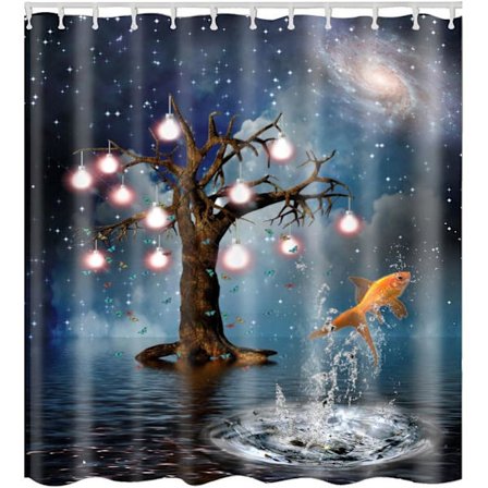 Duschdraperi (guldfisk) med krokar Hög kvalitet Vattentät Mild