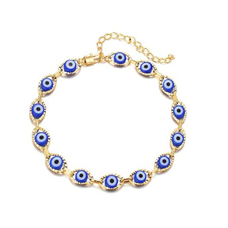 Wekity Choice of all Dainty Evil Eye Bracelets for Women,14K Gold Evil Eye Chain Bracelet for Girls
