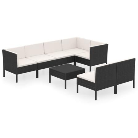 Vidaxl Loungegrupp För Trädgården Med Dynor 8 Delar Konstrotting Svart