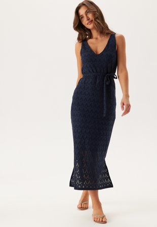 VILA Viamalina V-neck S/L MIDI DRES Navy Blazer Vaatteet