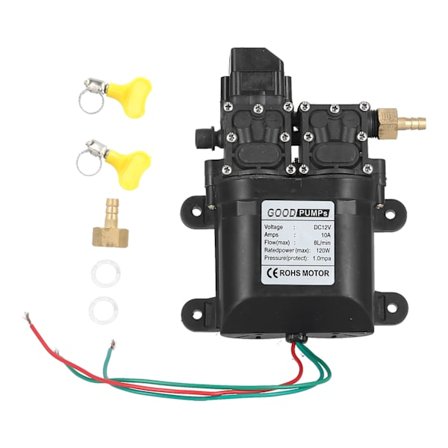12V 120W 8L dobbeltkjernet membran høytrykks-pumpe med kobberkontakt Automatisk vanninnsprøytingspumpe