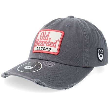 Bearded Man - Grå unconstructed Keps - Bearded Legend Dark Grey Destroyed Dad Cap @ Hatstore