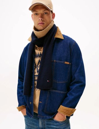 Tommy Hilfiger Th Flag Pima Cotton Cash Scarf - Navy - ONE SIZE