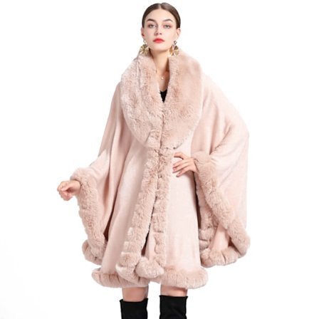 Dam finstickad fuskpäls Cape Cardigan tröja