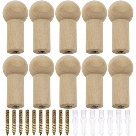 12 stk Træ Hætte Knager Naturtræ Hængekrog med Skrue Dekoration Træ Knager Hængekrog til Væggen Frakke Hat Håndklæde Badekåbe Hængende