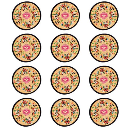 Broderte stoffbrikker for drikke, vintage stil, etnisk gull