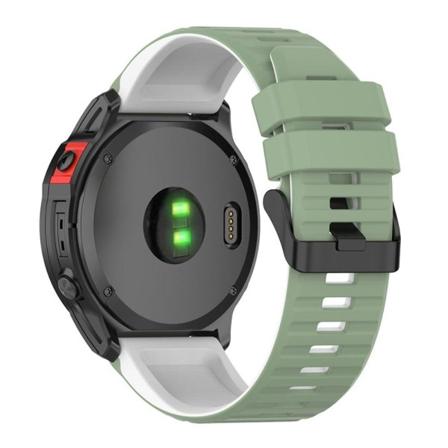 Garmin Fenix 7X klockarmband i silikon med dubbla färger - Grön / Vit Grön